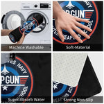 tapis top gun logo avion militaire noir bleu rouge moderne vinyle feutre antidérapant couloir