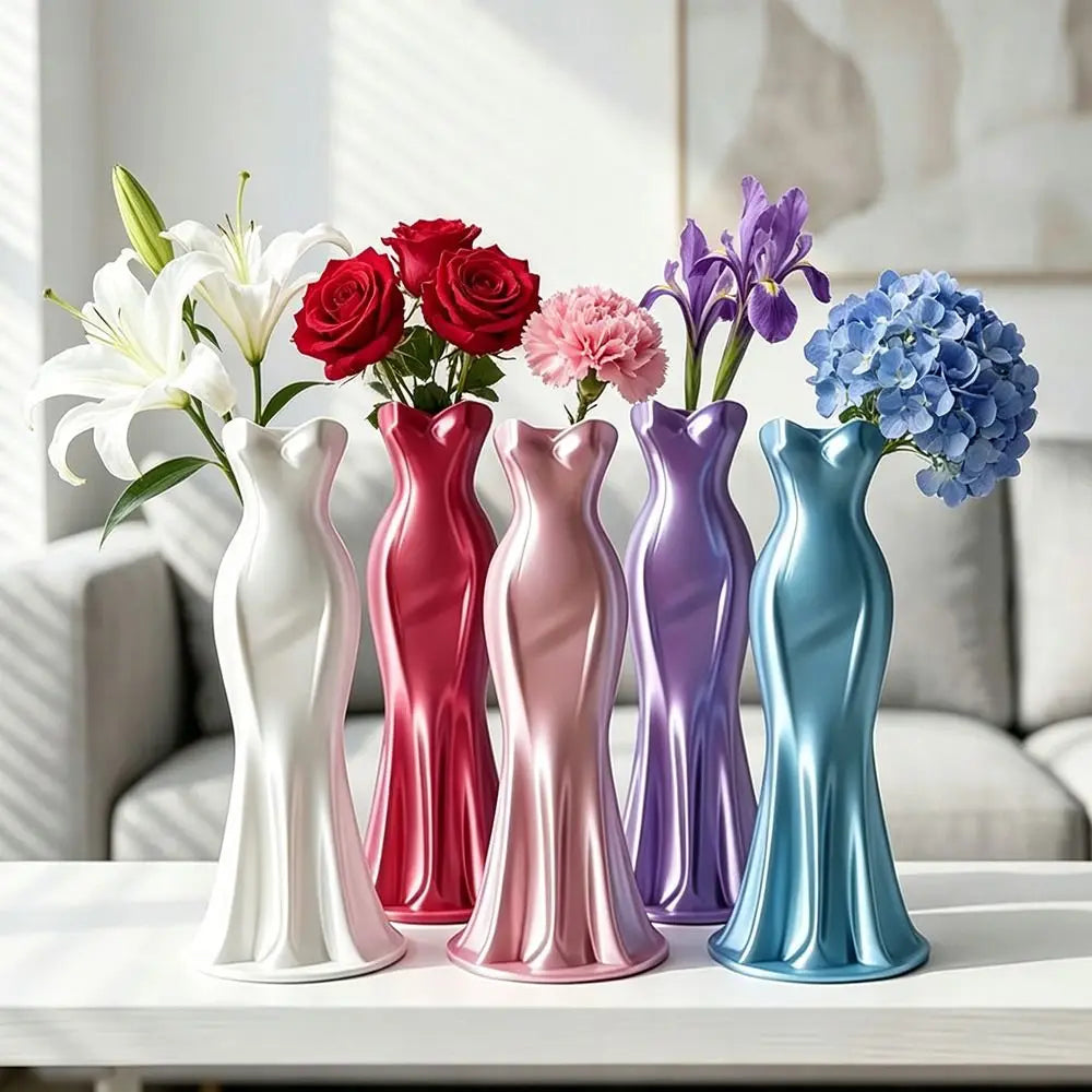 vase contemporain forme robe couleur blanc rose violet bleu rouge minimaliste élégant 19cm