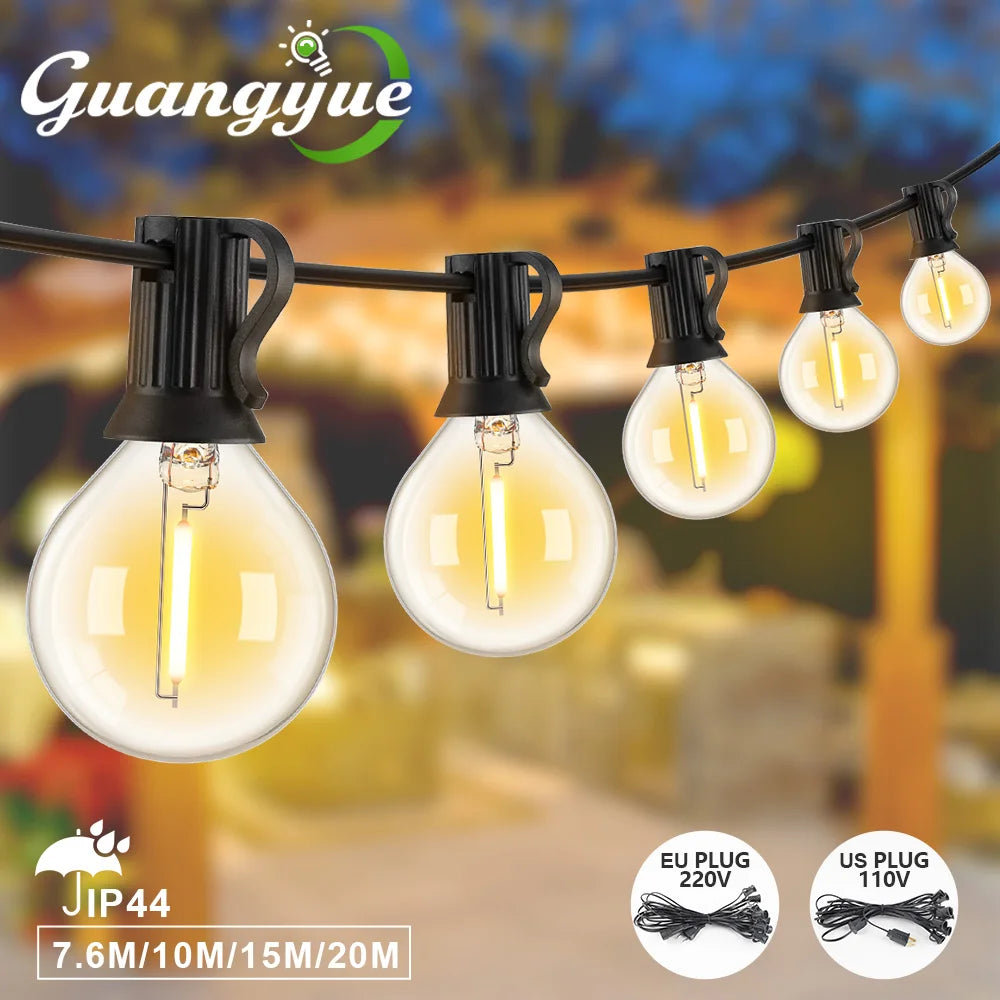 guirlande lumineuse vintage blanc ampoule transparente clips câble extérieur jardin 10m 15m 20m