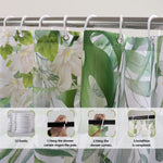 rideau douche personnalisé motifs tropicaux feuilles fleurs papillons couleurs vives polyester moderne tropical blanc