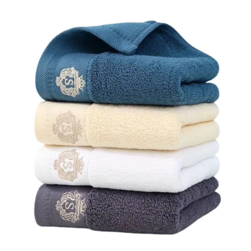 ensemble serviettes bain coton brodé grande serviette visage douche douce absorbante couleur unie