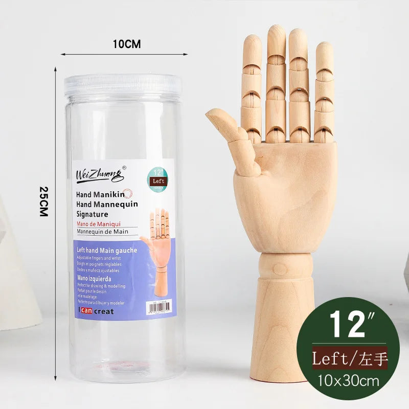 mannequins articulés bois classiques tailles diverses naturel clair base circulaire minimalistes adultes