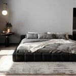 lit cuir noir moderne minimaliste 180cm 200cm chambre master meubles bois