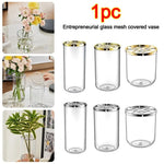 vase transparent moderne pot fleur hydroponie couvercle grille 2600ml 2000ml 1400ml
