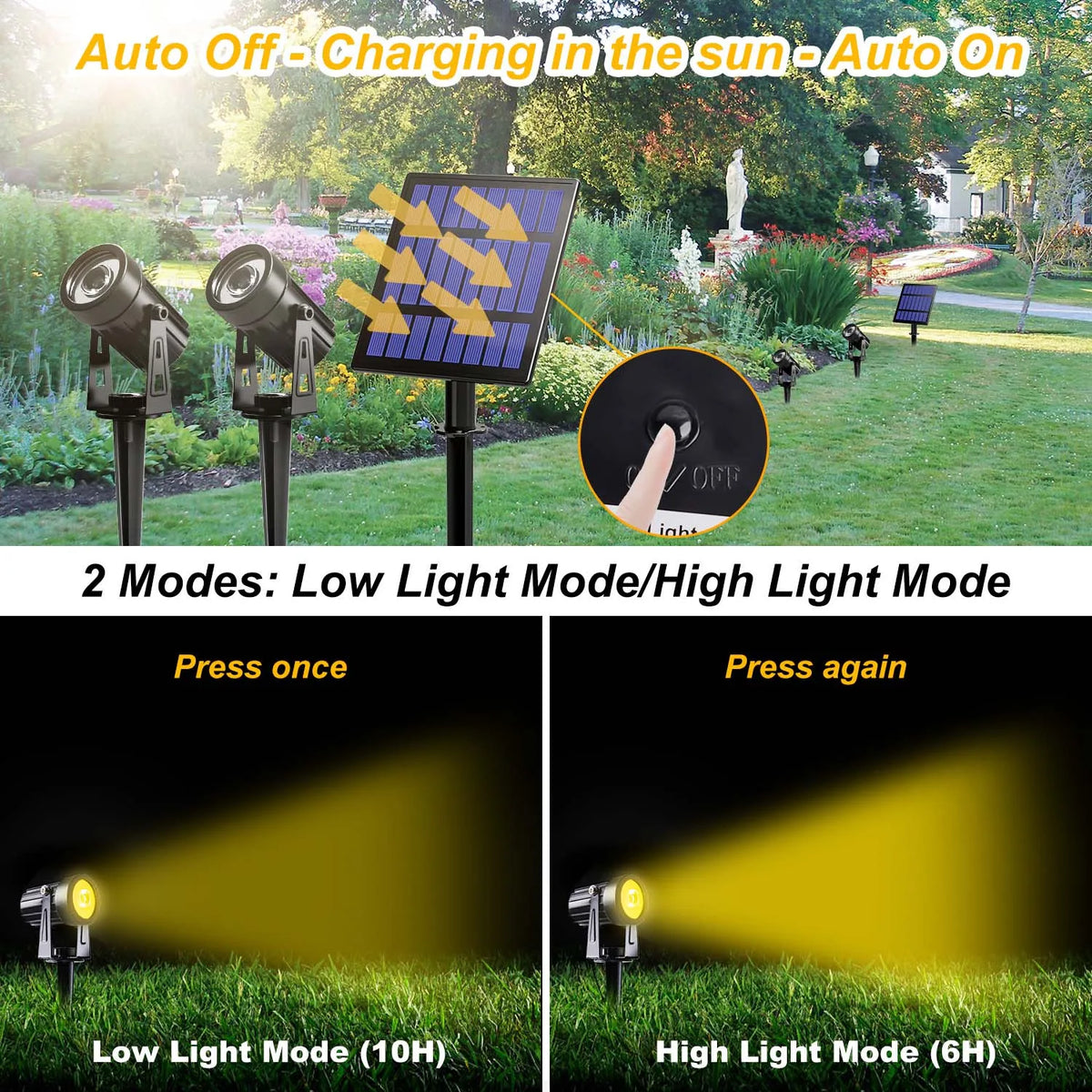 projecteur solaire led ip65 moderne noir matextérieur câble controle rgb autonomie