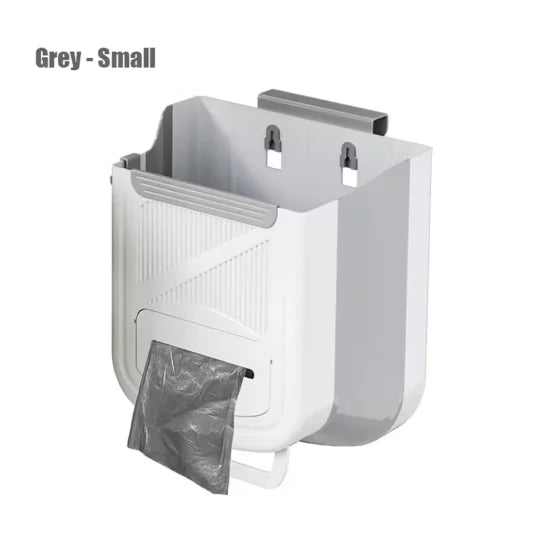 poubelle pliable suspendre porte armoire gris rose vert rayures clips moderne sac poignée