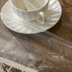 nappe table transparente franges blanches moderne imperméable extérieur mariage banquet haute qualité PVC