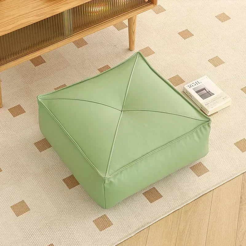 pouf moderne orange gris vert blanc mousse pu polyester coton imperméable amovible lavable