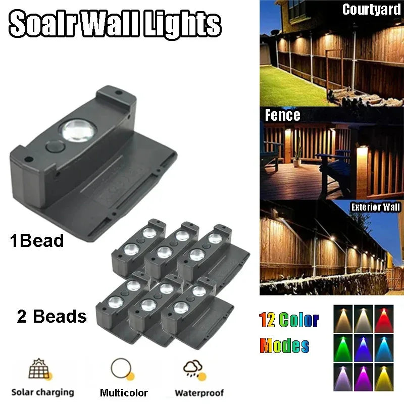 lampe murale solaire noire plaque polycristalline bleue ip65 led moderne