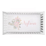 ensemble literie bébé floral personnalisable rose alphabet fleuri couette drap housse coussin decoration nom