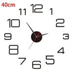 horloge murale moderne adhésive noir or rouge numéros aiguilles 50cm 40cm