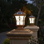 lampe solaire dorée ornementation florale classique éclairage extérieur vintage autoinstallationénergie solaire