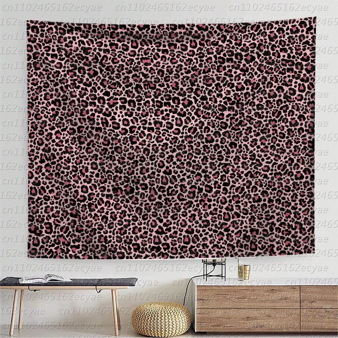 tapis léopard moderne clips noir blanc marron rose salon chambre