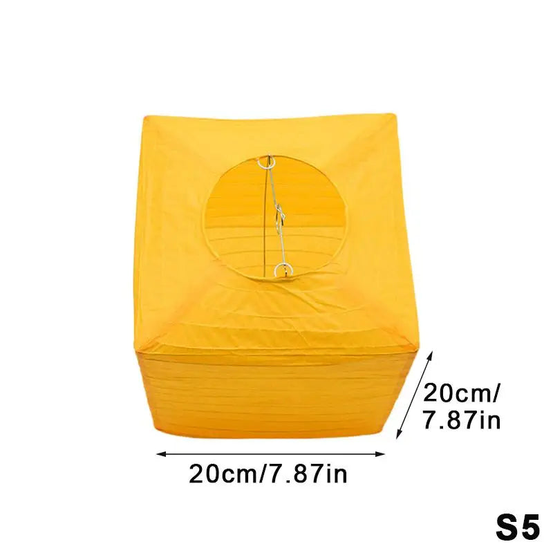 lanternes carrées papier plissé blanc orange vert rouge jaune simple décoratif anneau cordon métallique