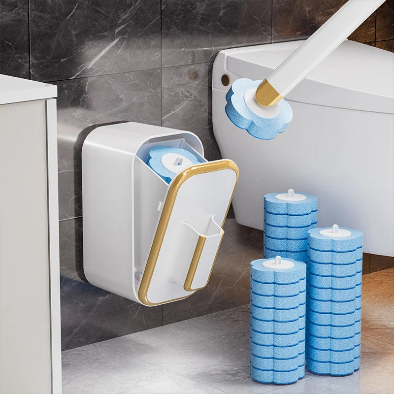 brosse toilette jetable blanche bleue fixation murale nettoyante antibactérienne tête rechangeABLE moderne minimaliste