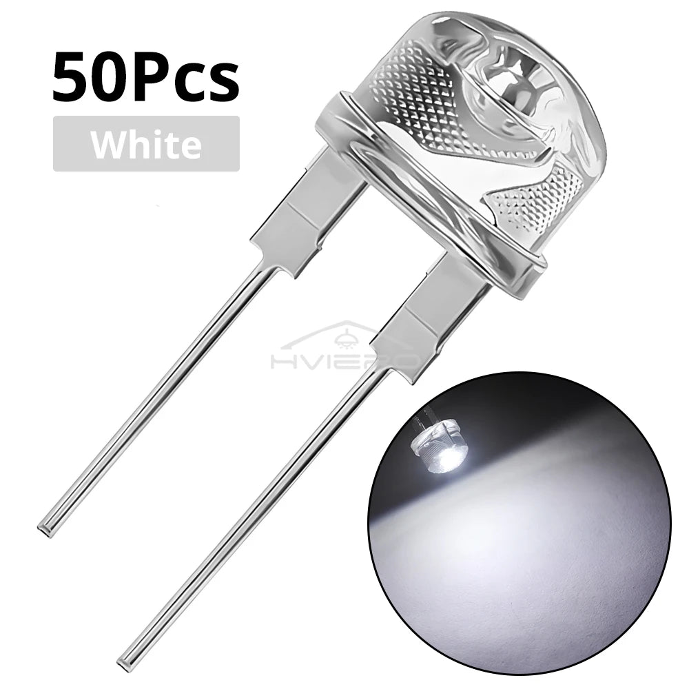 diodes led bleu vert rouge jaune blanc moderne transparents 8mm 50pcs