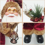 Père Noël or plaid rustique dans une couronne de porte festive