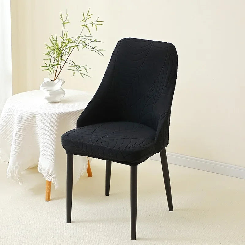 housse chaise extensible motif feuilles gris clair fauteuil salle manger moderne