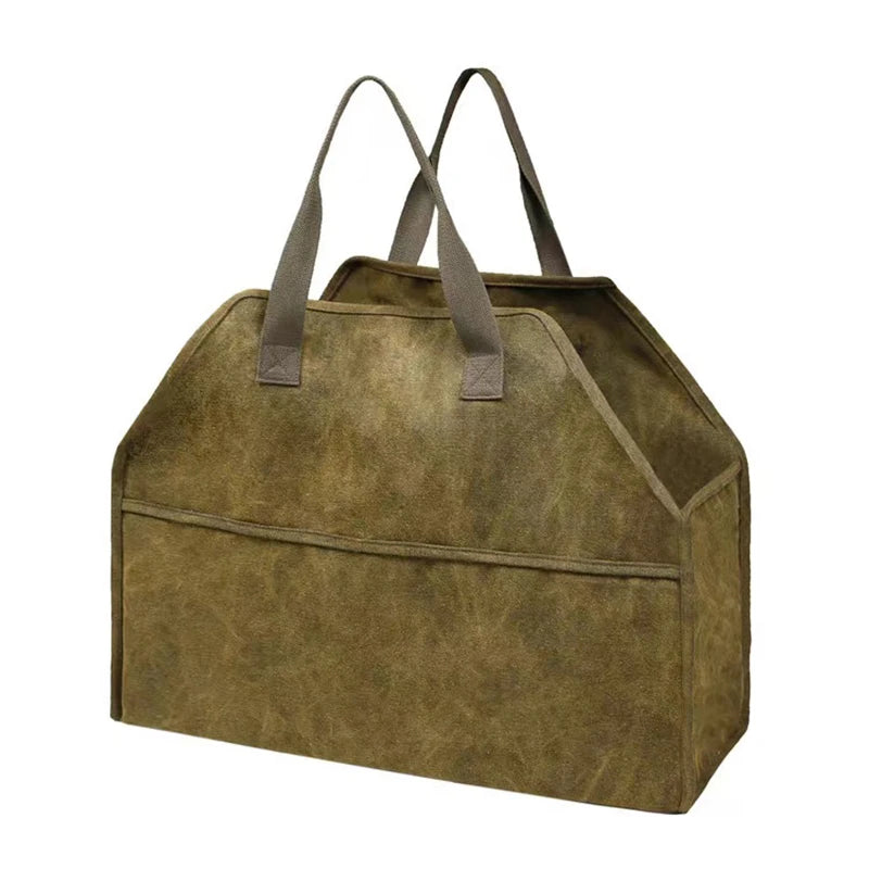 sac bois toile réutilisable multi usages vert olive rustique campagne poignées renforcées fermé velcro