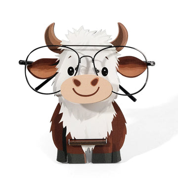 support rangement lunettes forme vache bois blanc marron cartoon decoratif maison