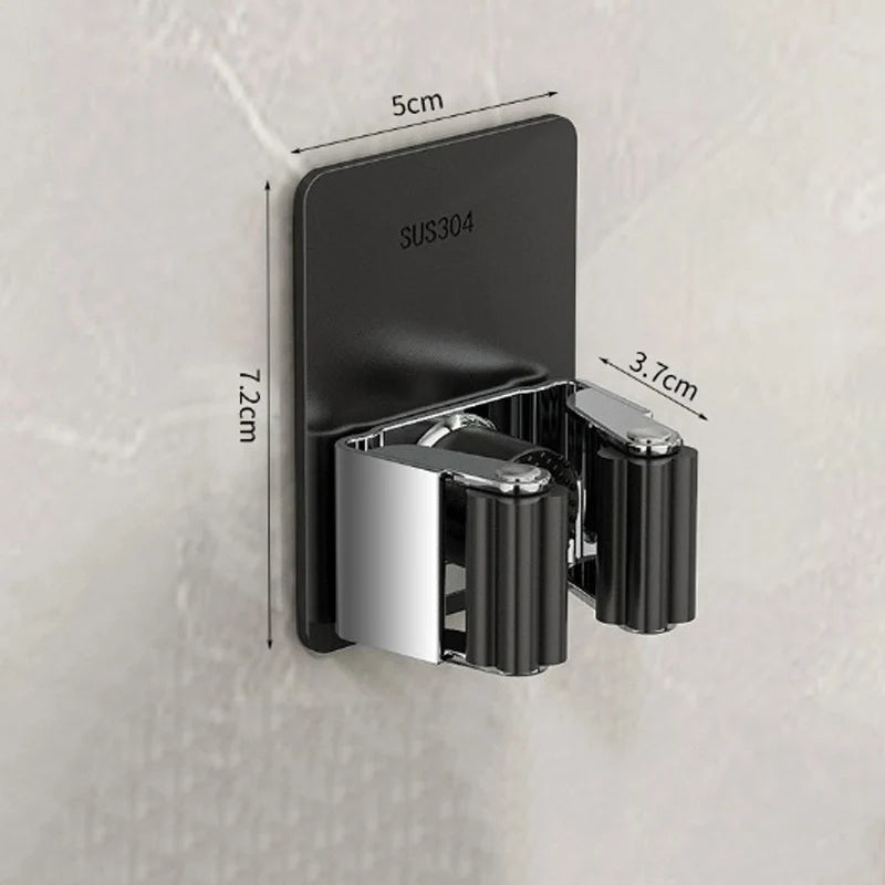 porte balais porte couverts adhésif mur noir gris moderne rangement cuisine salle bain