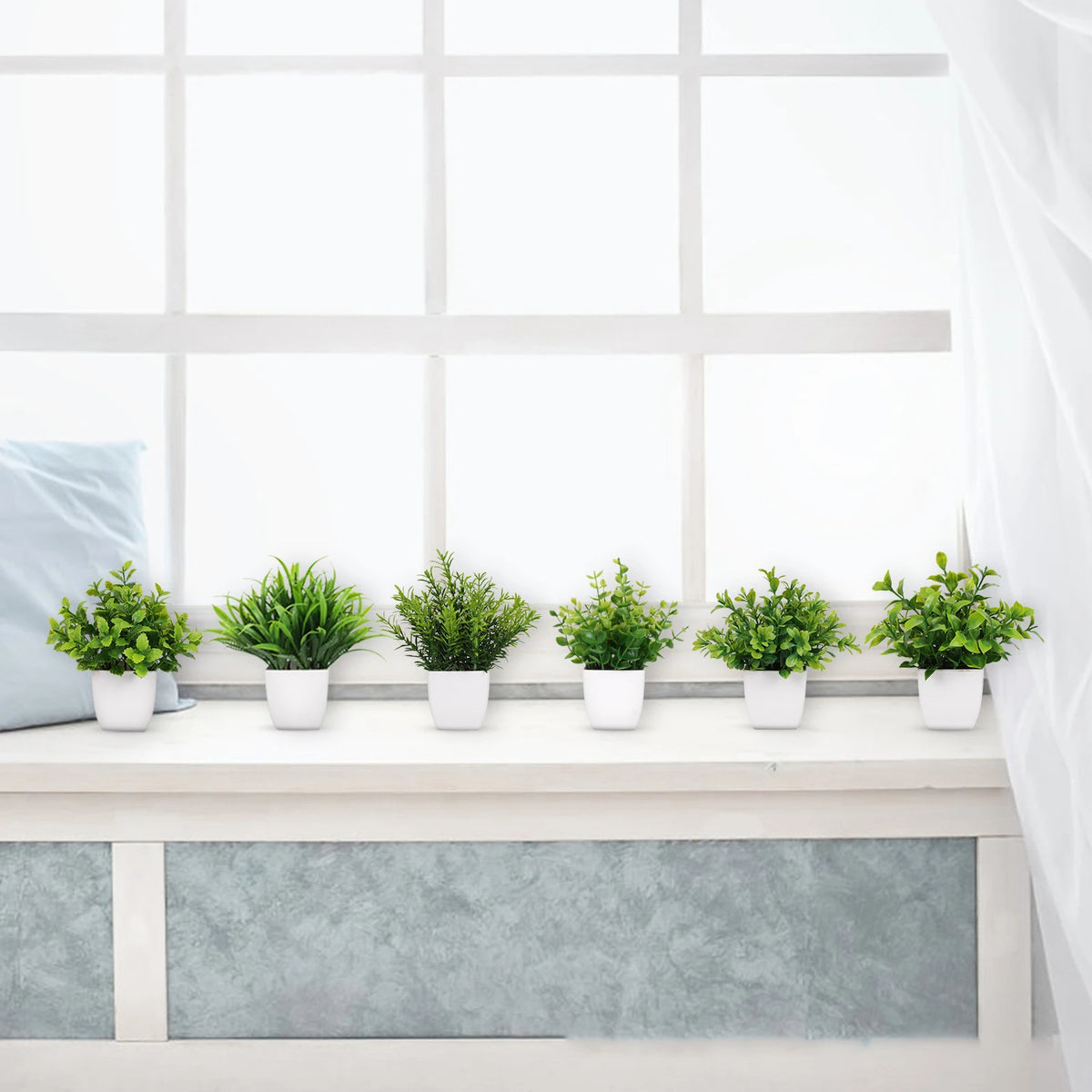 plantes artificielles vertes moderne pot blanc extérieur décoration chambre feuilles régulières exposant