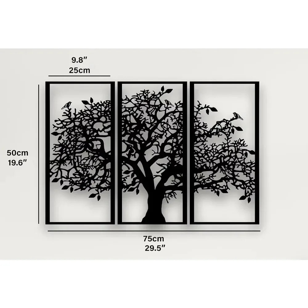 panneaux decoratifs metal arbre oiseaux noir or moderne minimalisteintérieur decoration chambre salon
