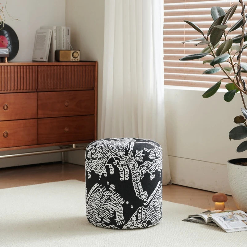 tabouret rotatif rembourré polyvalent bois massif vintage moderne coussin imprimé floral