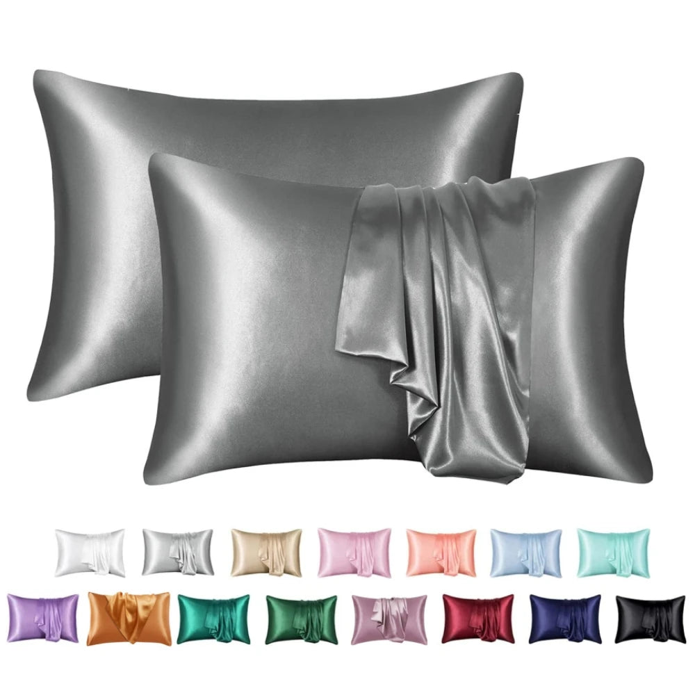 protège oreiller moderne soie brillante housse protection lit élégante couleur unie