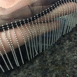 ruban franges métal noir blanc dentelle maille fine décoration élégante partie moderne 6cm large