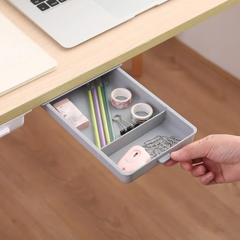 organisateur gris blanc moderne pratique adhésif pochettes stylos crayons papeterie rangement