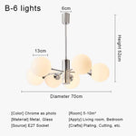 Suspension lumineuse moderne boules sphériques translucides structure chromée salon chambre coucher