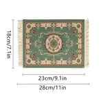tapis ornements floraux géométriques franges blanches non glissant rouge vert beige