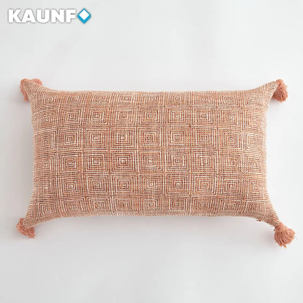 housses coussins carreaux beige blanc rustique 30x50cm 45x45cm décor canapé lit chaise voiture