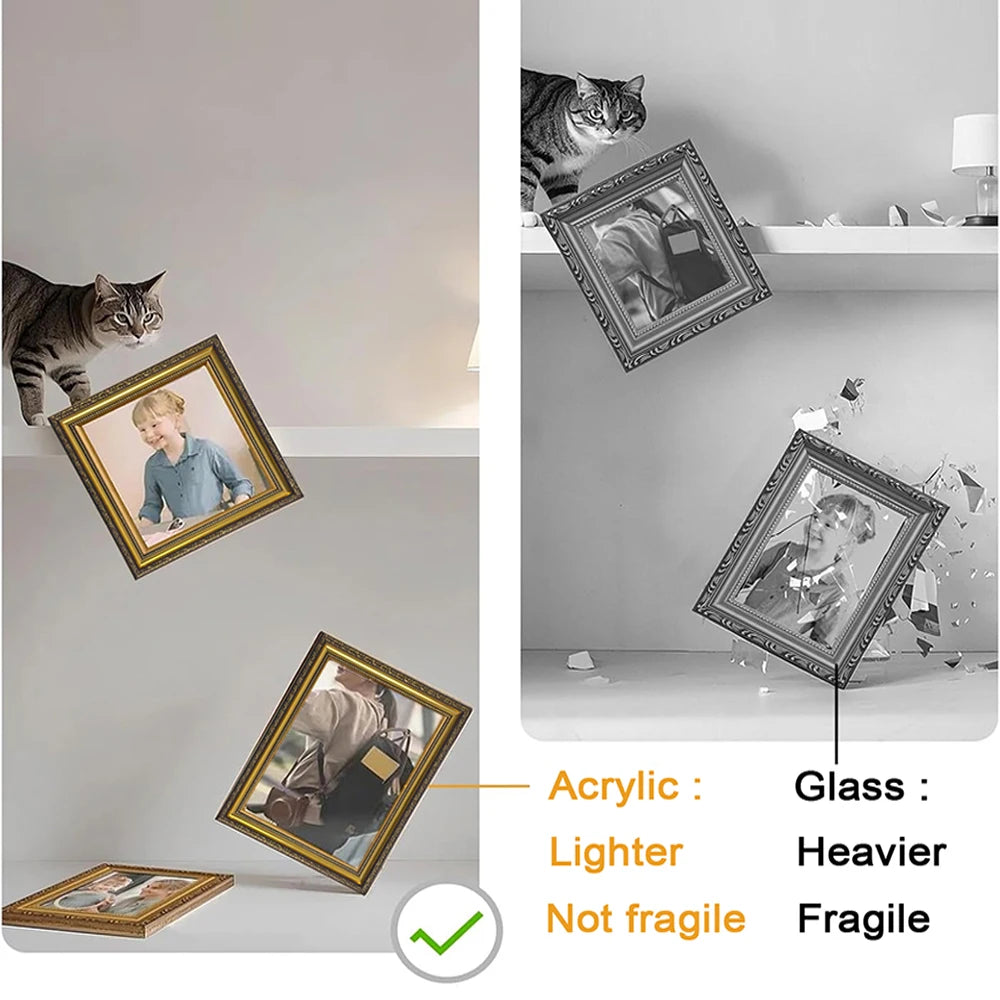 Cadre photo classique or papillons fleurs acrylique transparent 30x40cm 15x20cm 21x30cm