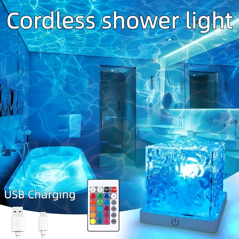 lampe led rechargeable 16 couleurs télécommande support plat moderne ambiance chambre salon bleu rose