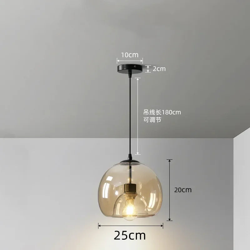 suspension lumineuse moderne transparente sphérique brillante éclairage minimaliste chambre salonhôtel