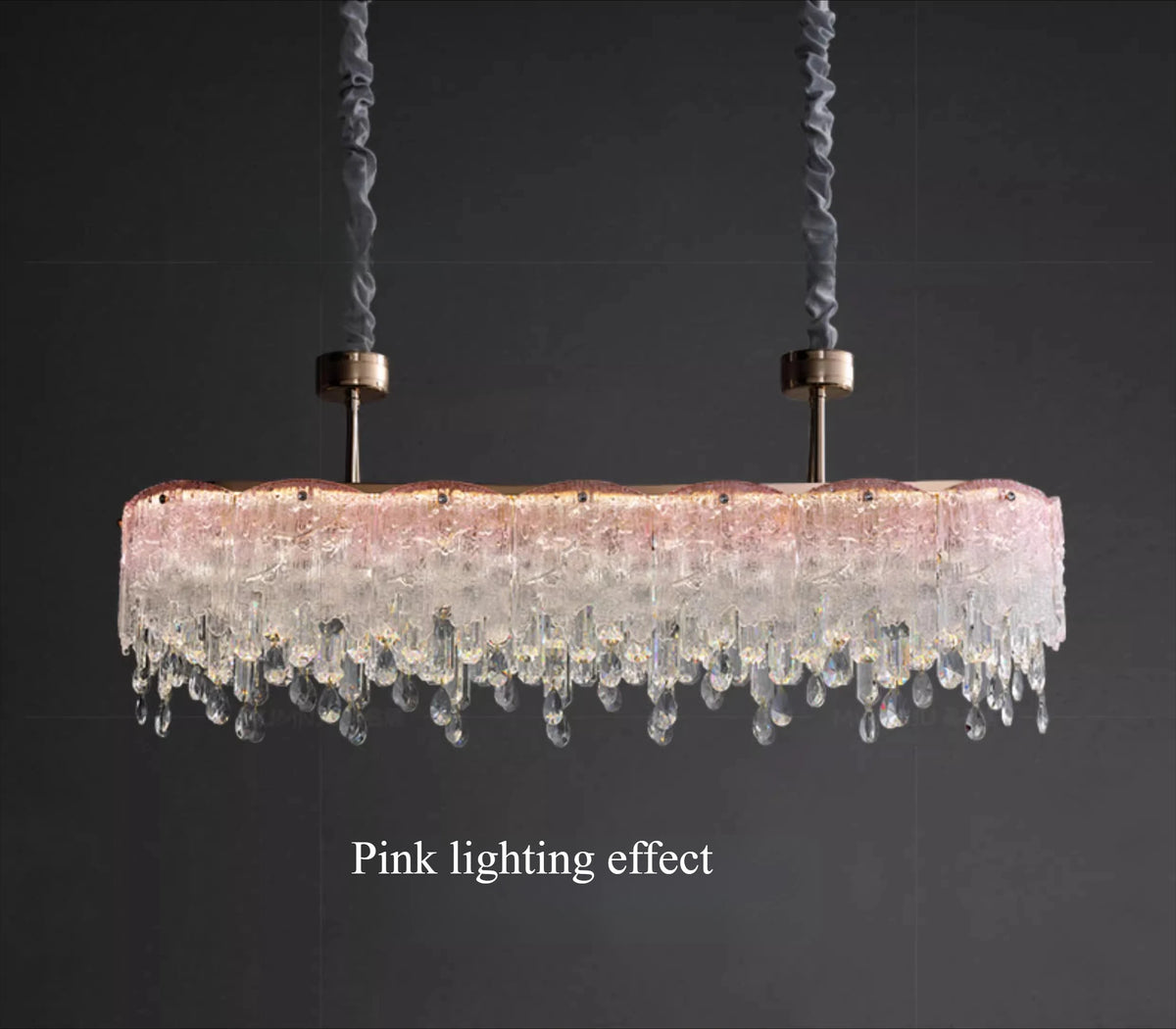 lampe suspendue moderne élégante verre transparent gouttes roses led 6000k 4000k 3000k