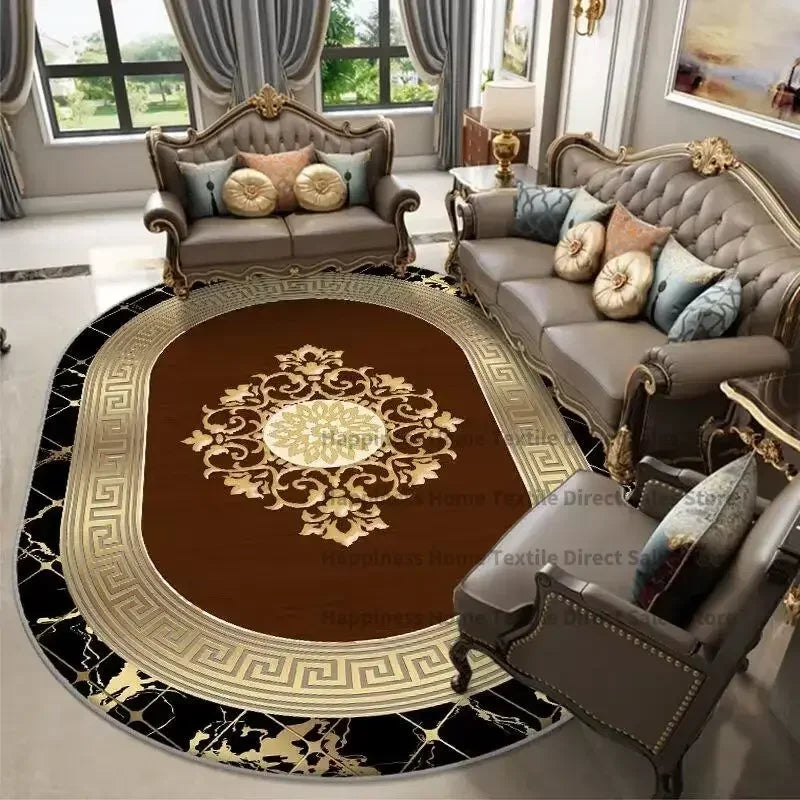 Détail texture douce tapis ovale en polyester