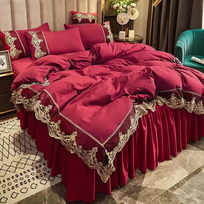 ensemble literie complet couvre lit bleu marine broderie dorée drap taies oreiller classique