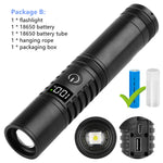 projecteur poche led rechargeable aluminium noir résistant chocs self défense zoomable