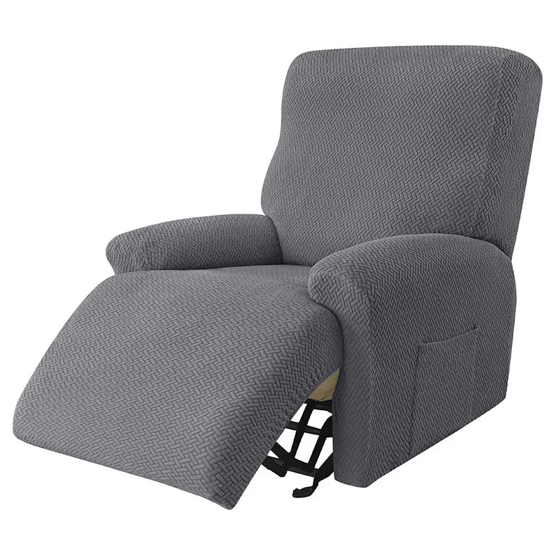 housse fauteuil inclinable gris motif géométrique moderne tissu polyestère eyelets machine wash jacquard split