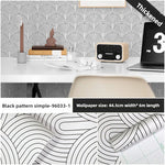 papier peint auto adhésif mur noir blanc motif géométrique moderne 3d opaquet 6mètres