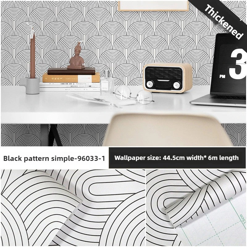 papier peint auto adhésif mur noir blanc motif géométrique moderne 3d opaquet 6mètres