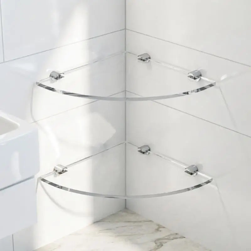 étagère angle transparente moderne fixée clips métalliques pliable mur douche salle bain acrylique sans