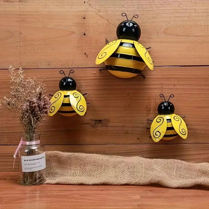 décoration extérieure abeilles jaunes noires spirales rayures métal acrylique patio jardin pendaison oeilletées