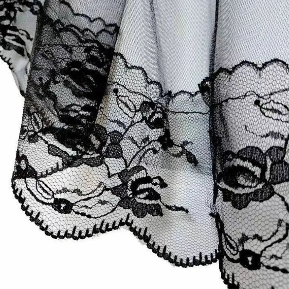 voile mariée dentelle noire blanche transparente classique élégante accessoire photo halloween fantôme double couche