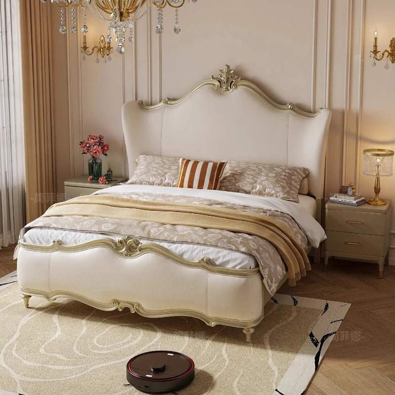 lit blanc doré élégant classique pieds ronds oreillers couverture drap minimaliste moderne chambre coucher