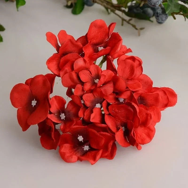 décoration florale artificielle hortensia soie bleu rose rouge violet blanc intérieur festive