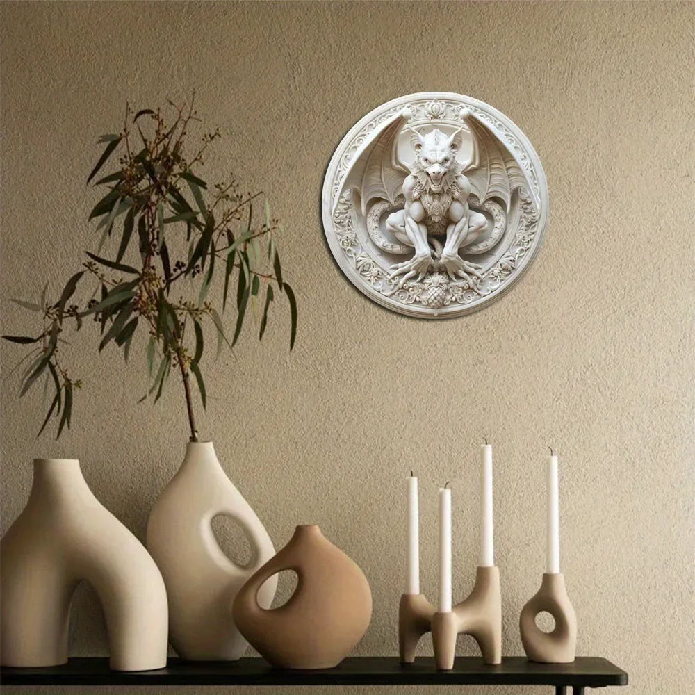 décoration murale dragon relief métallique 20cm 30cm gothique fantastique